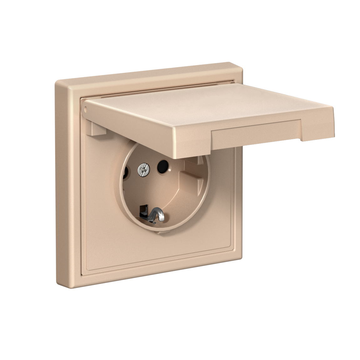 ARTGALLERY РОЗЕТКА с заземл. со шторк. с крышк., 16А, IP20,  механизм, быстрозажим. клем., ПЕСОЧНЫЙ