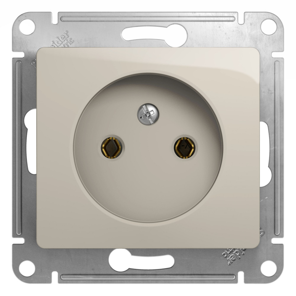 GLOSSA РОЗЕТКА без заземления без шторок, 16А, механизм, МОЛОЧНЫЙ