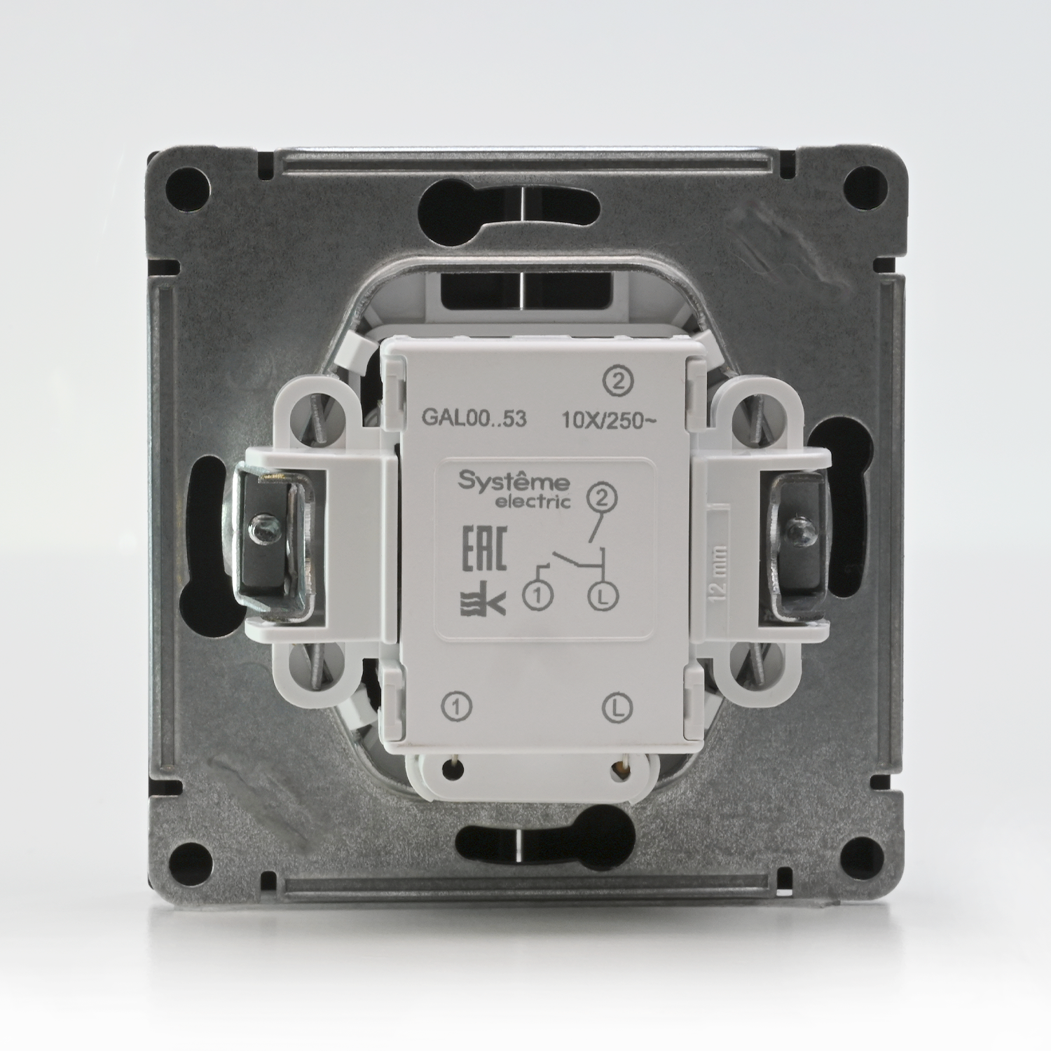 ARTGALLERY 2-клавишный ВЫКЛЮЧАТЕЛЬ с подсветкой, сх.5а, 10АХ, механизм, КАРБОН