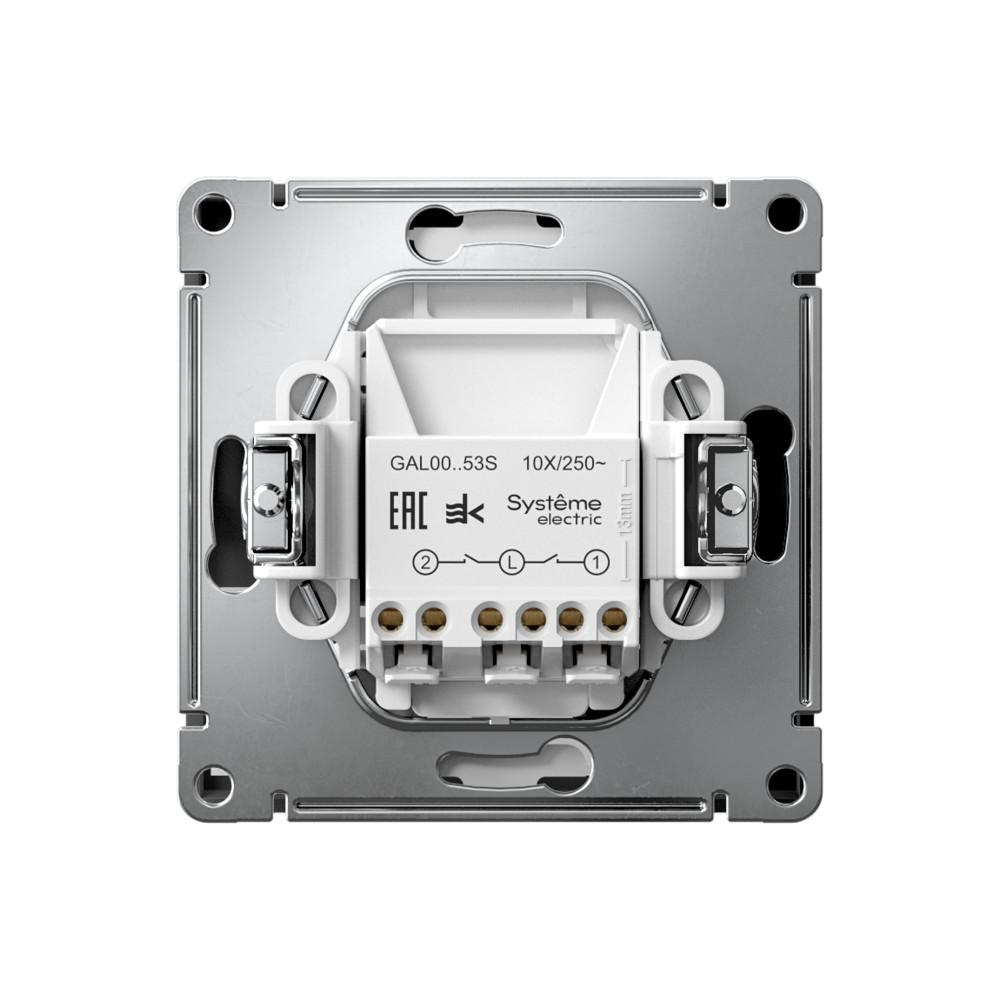 ARTGALLERY 2-клавишный ВЫКЛЮЧАТЕЛЬ с подсветкой, сх.5а, 10АХ, механизм, быстрозажим. клем., КАРБОН