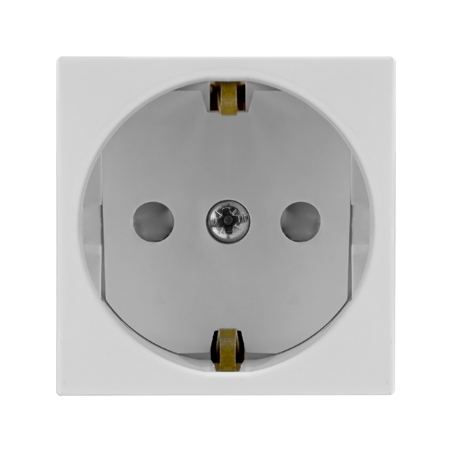 W45 РОЗЕТКА модульная 2К+З, 16 А/250 В с защитными шторками, винт. зажимы, 45х45мм БЕЛАЯ RAL9010