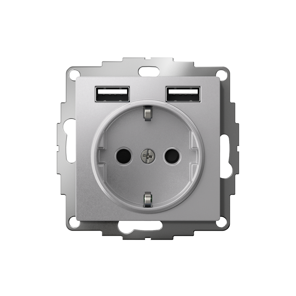 ATLASDESIGN РОЗЕТКА 16А c 2 USB A+A, 5В/2,4А, 2х5В/1,2А, механизм, АЛЮМИНИЙ