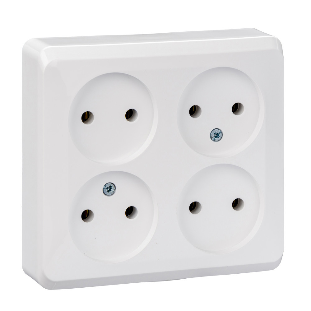 ЭТЮД О/У РОЗЕТКА 4-местная без заземления без шторок, 16А, 250В, БЕЛЫЙ