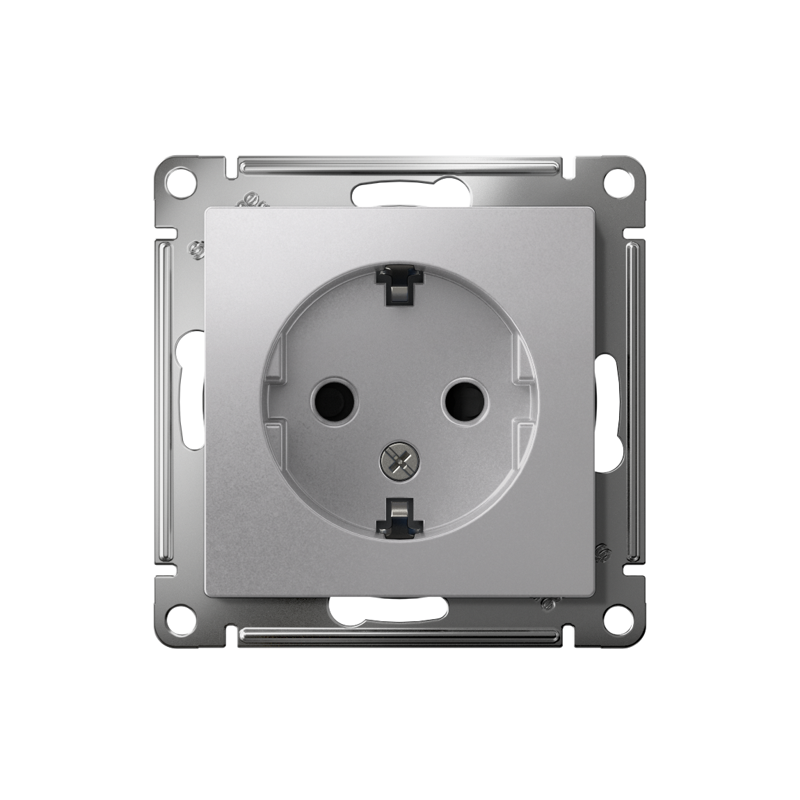 ATLASDESIGN РОЗЕТКА с заземлением со шторками, 16А, механизм, АЛЮМИНИЙ