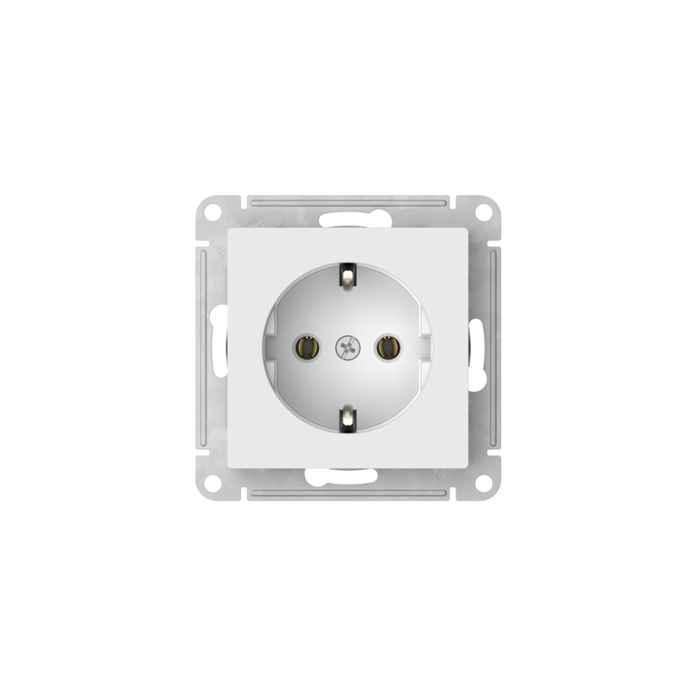 ATLASDESIGN РОЗЕТКА с заземлением без шторок, 16А, мех., быстрозажим. клем., БЕЛЫЙ