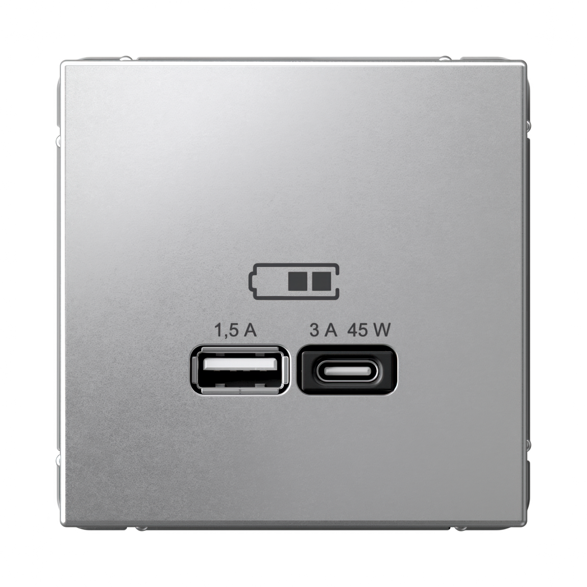 ARTGALLERY USB РОЗЕТКА A + тип-C 45Вт высокоскор.заряд. QC, PD, механизм, АЛЮМИНИЙ