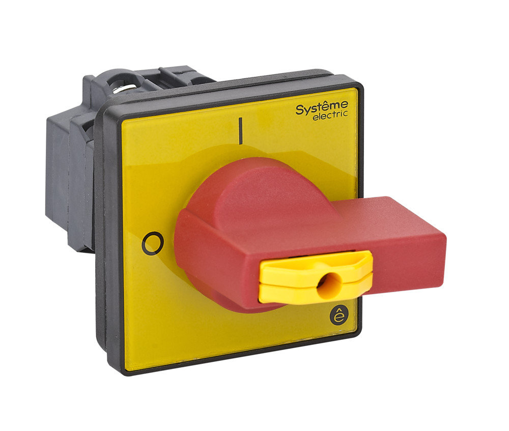 ВЫКЛЮЧАТЕЛЬ-РАЗЪЕДИНИТЕЛЬ 3P 20A IP40 С КРАСНОЙ РУКОЯТКОЙ НА ДВЕРЦУ 4 ВИНТА 1 ЗАМОК