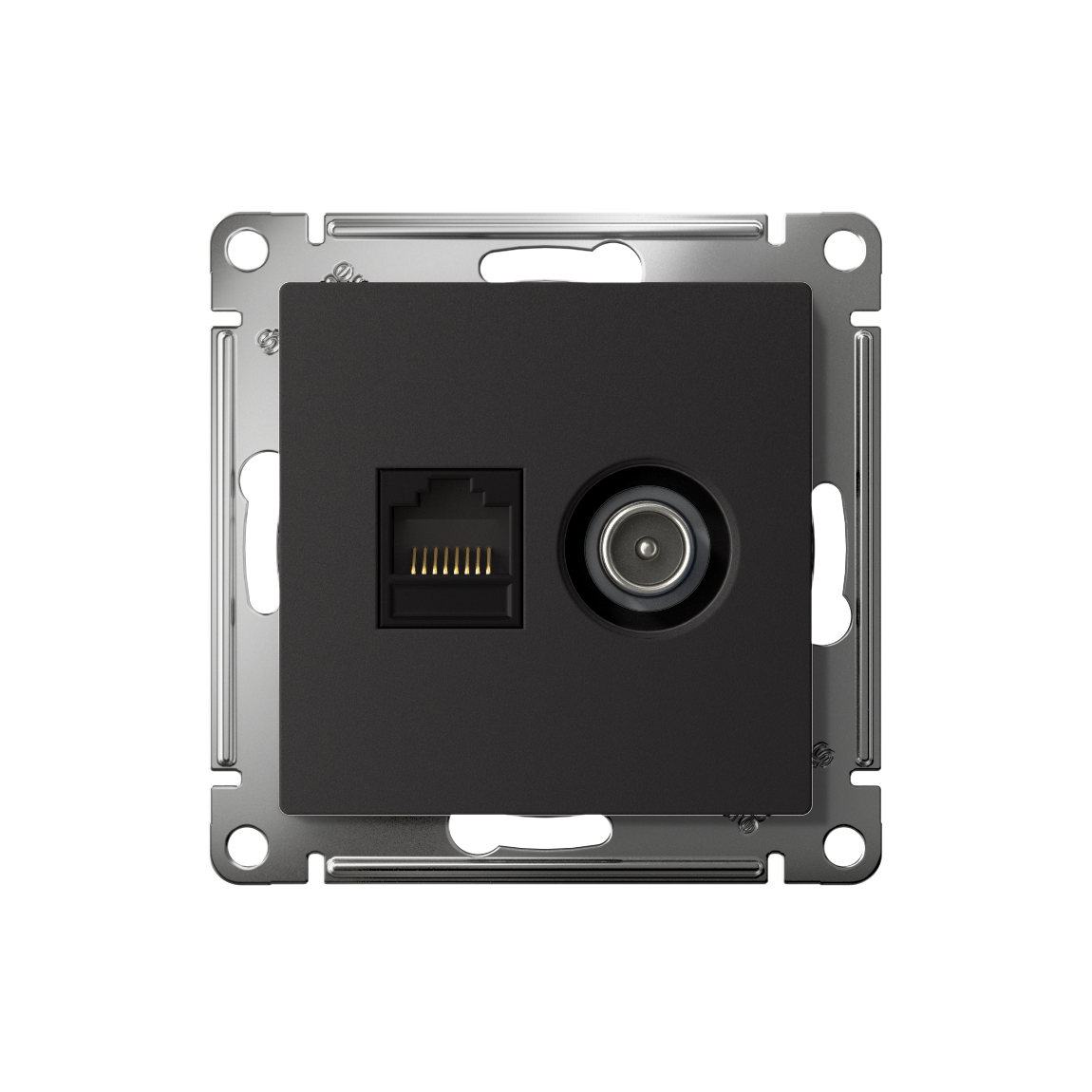 ATLASDESIGN РОЗЕТКА двойная ТВ + компьютерная RJ45 кат. 5e, механизм, КАРБОН