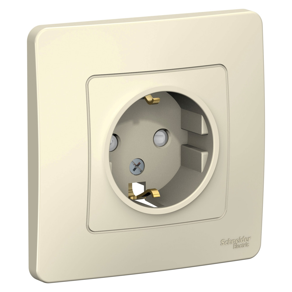 Розетка Schneider Electric BLANCA 1-мест. заземл.+шторки С/У 16А/250В МОЛОЧНЫЙ