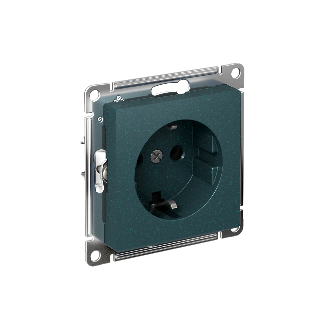 ATLASDESIGN РОЗЕТКА с заземлением без шторок, 16А, мех., быстрозажим. клем., ИЗУМРУД