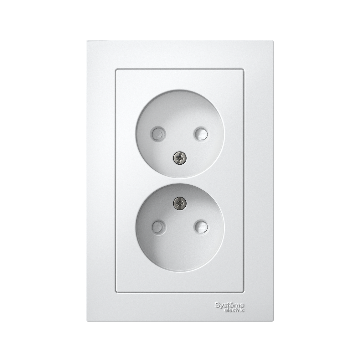 ATLASDESIGN РОЗЕТКА двойная без заземления со шторками, 16А, в сборе, БЕЛЫЙ