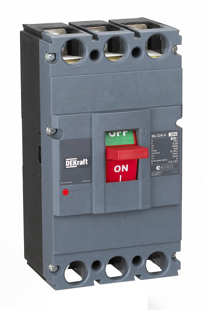 Силовой авт. выкл. 3P 250А c Ir=200А-250А 70кА ВА-334 DEKraf