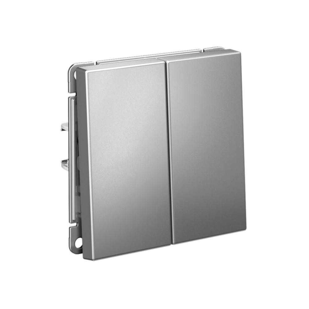 ARTGALLERY 2-клавишный ПЕРЕКЛЮЧАТЕЛЬ, 10АХ, механизм, быстрозажим. клем., СТАЛЬ