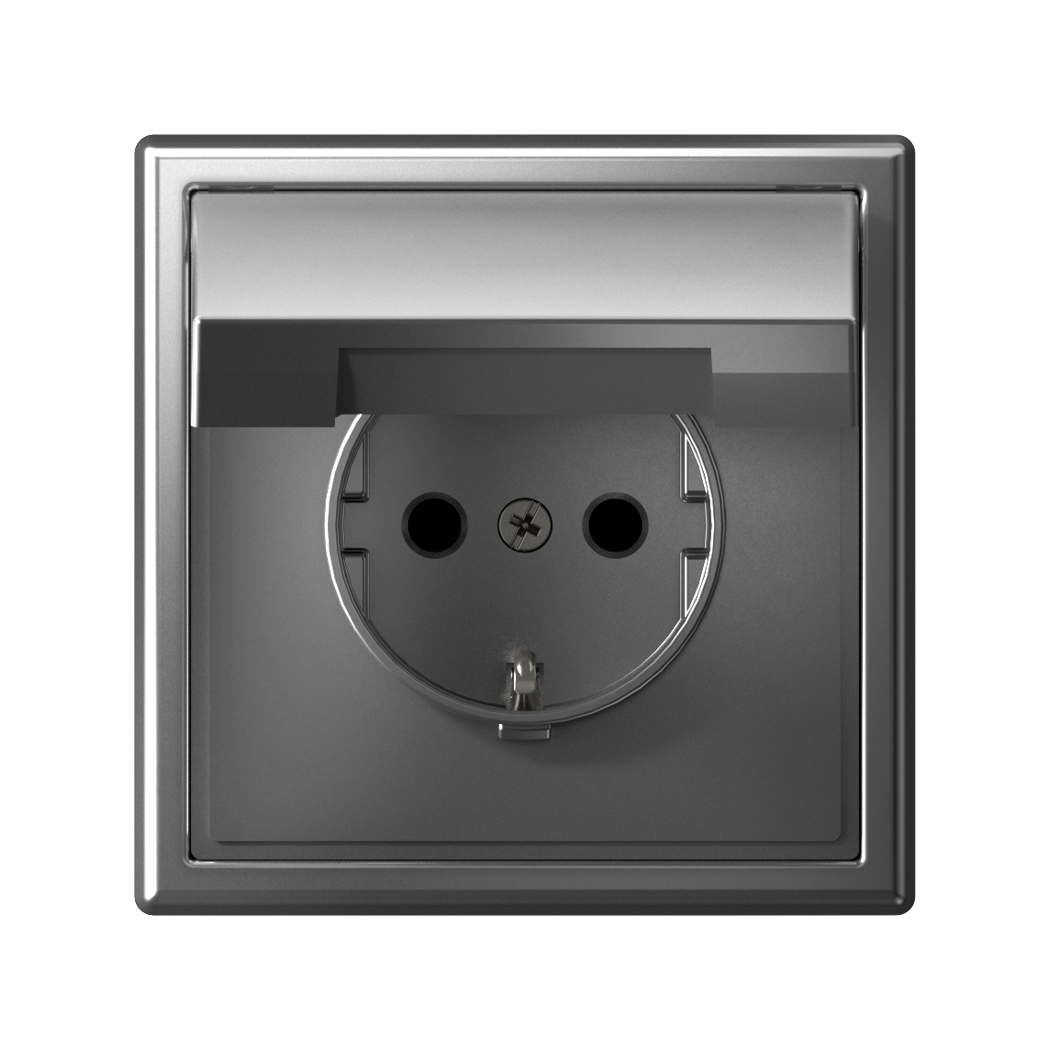 ARTGALLERY РОЗЕТКА с заземл. со шторк. с крышк., 16А, IP20,  механизм, быстрозажим. клем., СТАЛЬ