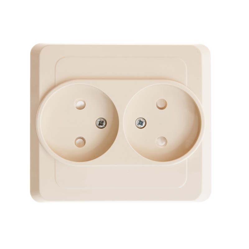 ЭТЮД С/У РОЗЕТКА двойная без заземления со шторками, 16А 250B, КРЕМОВЫЙ