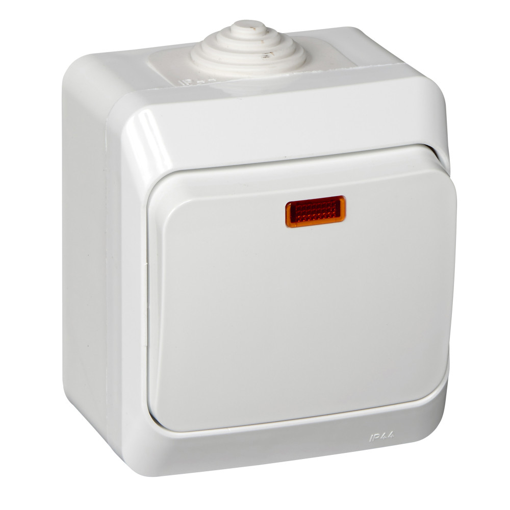 Выключатель Schneider Electric ЭТЮД 1-клав. IP44 О/У с подсвет. 10АX/250B БЕЛЫЙ