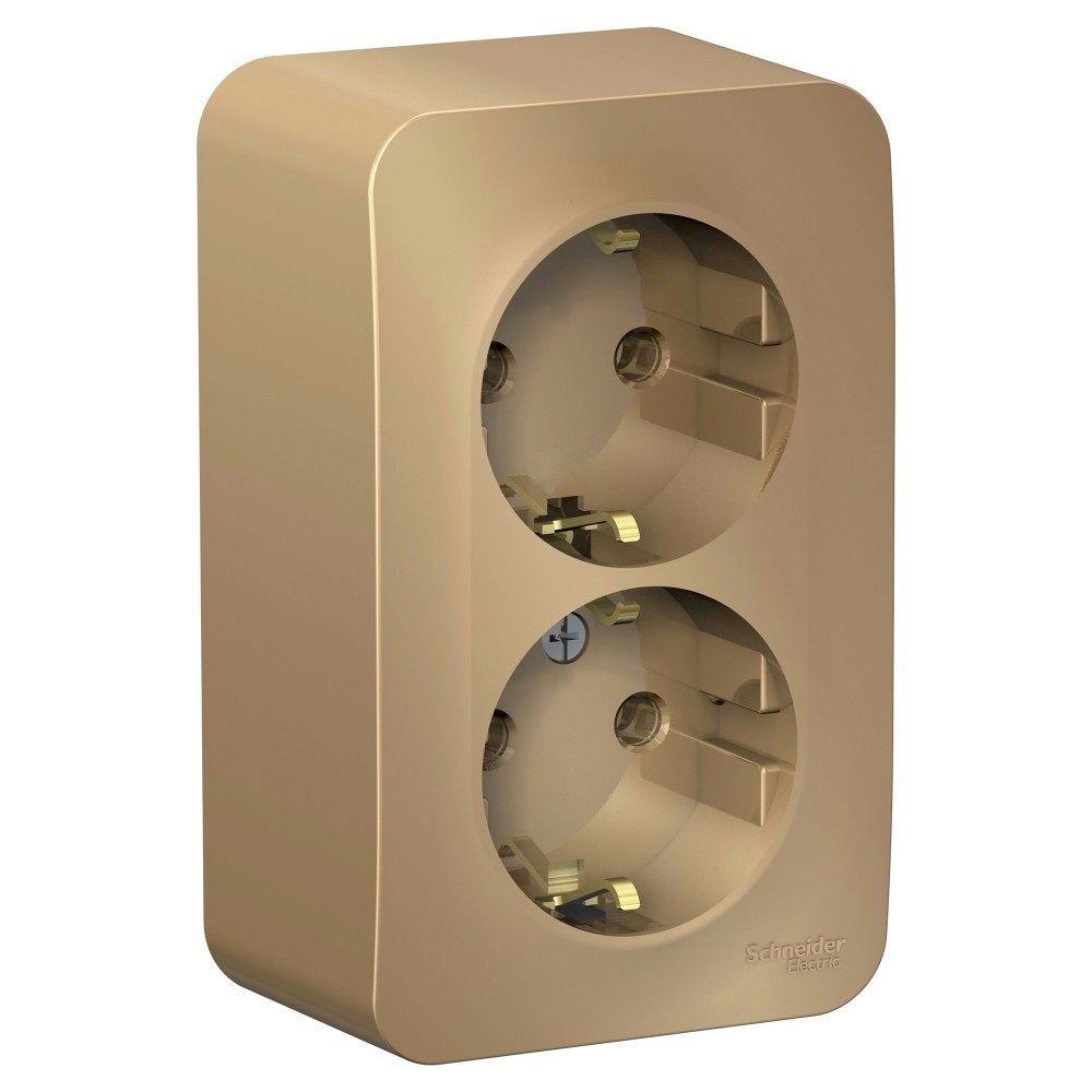 BLANCA О/У РОЗЕТКА двойная с заземлением без шторок, ИЗОЛ.ПЛ., 16А, 250В, ТИТАН