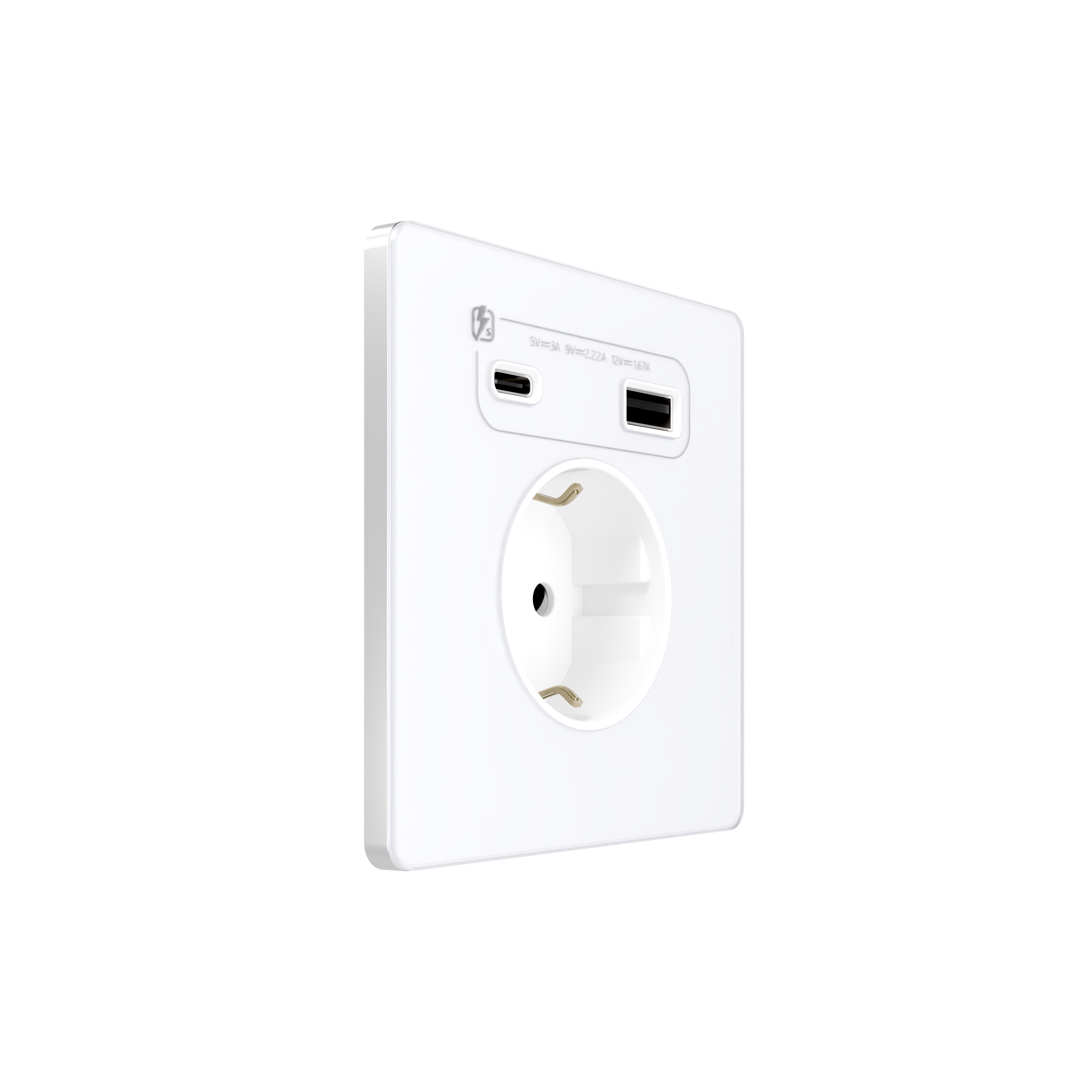 Systeme Infinity, Розетка С/У с ЗК и зар.устр.USB А+С 20Вт (250В, 16А, защ.шторки), Арктический лед