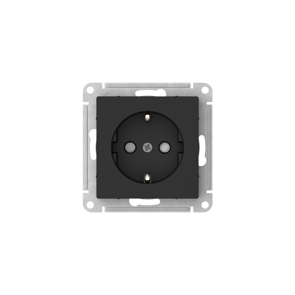 ATLASDESIGN РОЗЕТКА с заземлением со шторками, 16А, механизм, быстрозажим. клем., КАРБОН