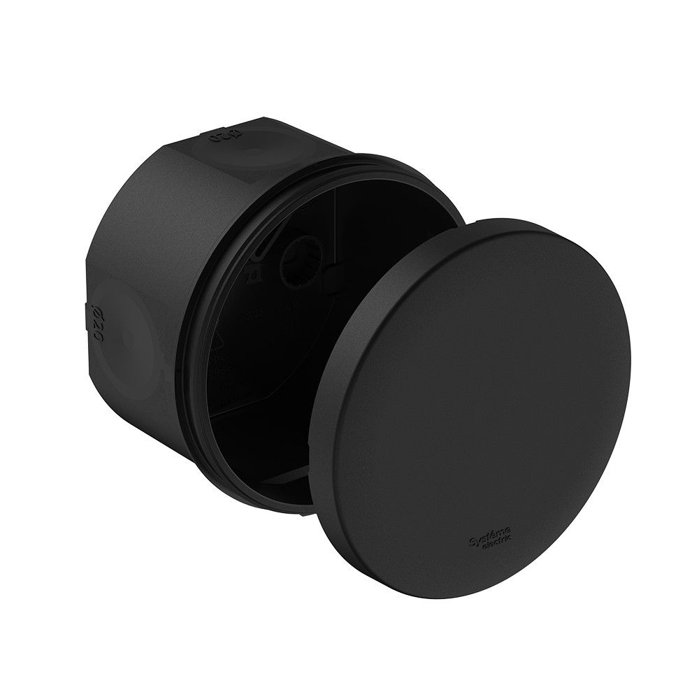 MULTIBOX Коробка распред. D80x50 IP66 с 4 мембр. вводами D20, под пистолет ЧЁРНАЯ (со стикером)