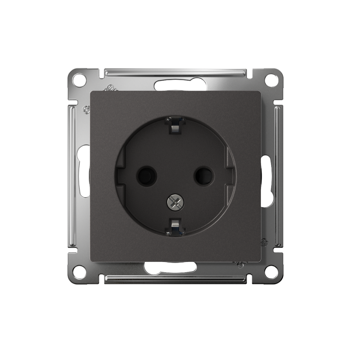 ATLASDESIGN РОЗЕТКА с заземлением со шторками, 16А, механизм, БАЗАЛЬТ