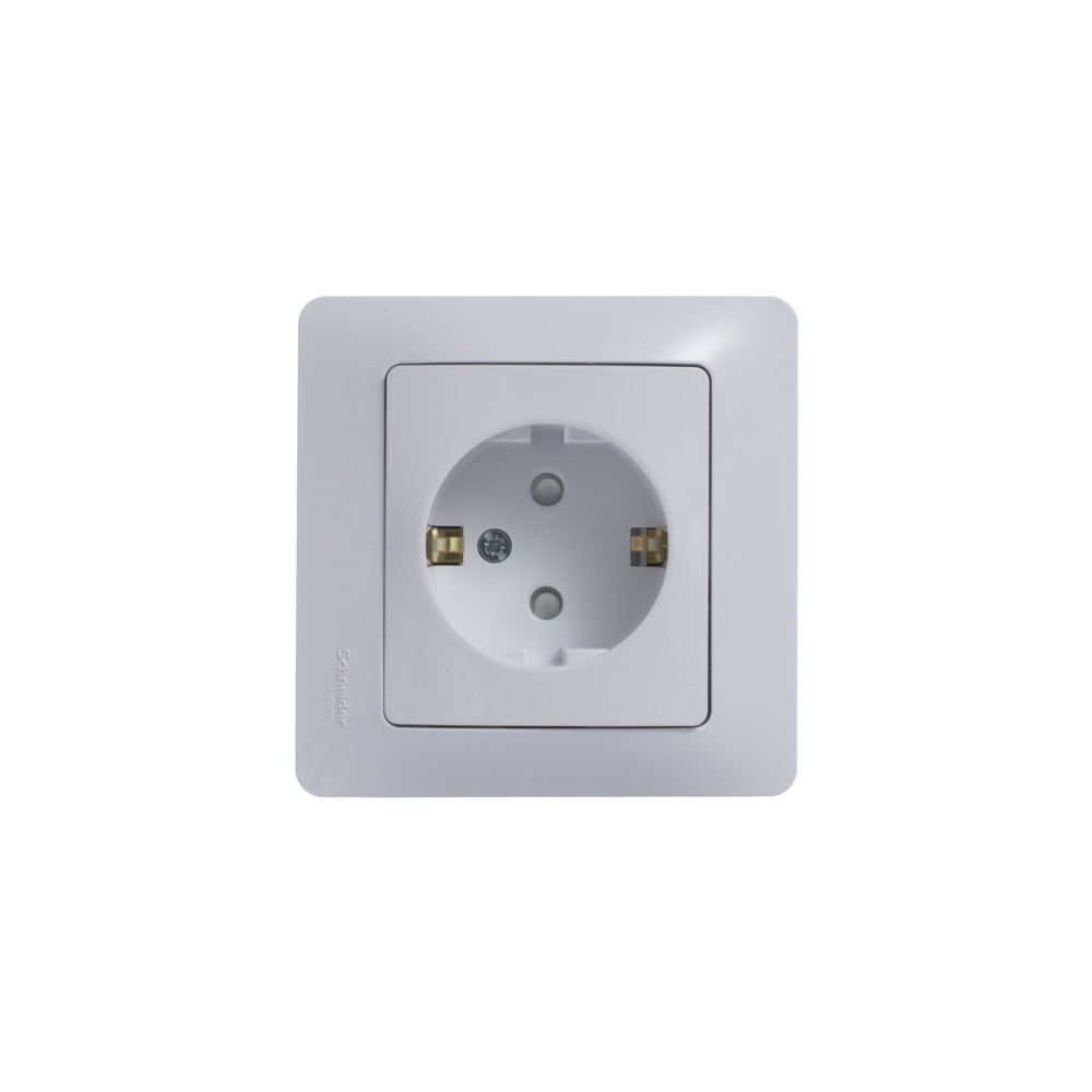 GLOSSA РОЗЕТКА с заземлением со шторками, 16А, в сборе, БЕЛЫЙ