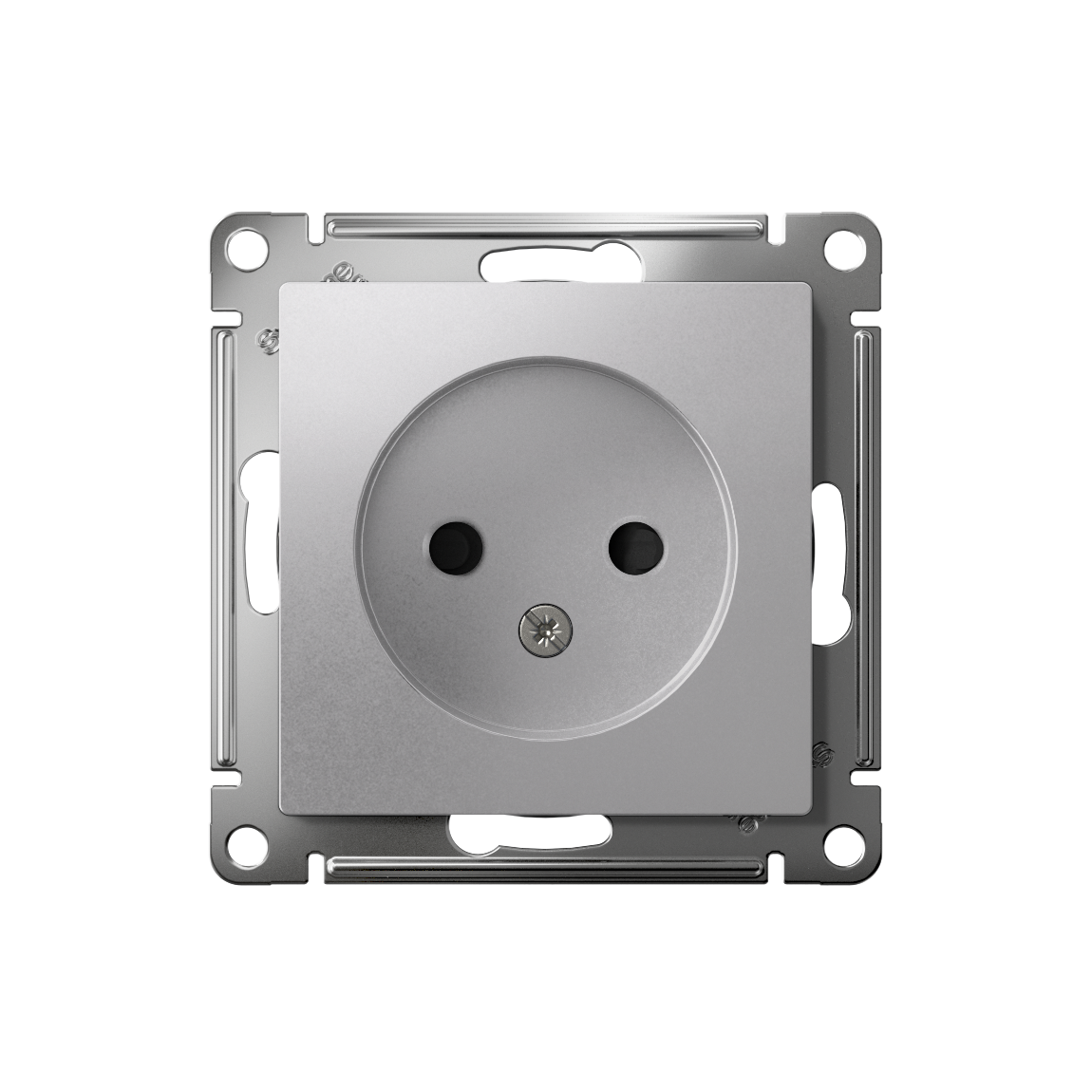 ATLASDESIGN РОЗЕТКА без заземления со шторками, 16А, механизм, АЛЮМИНИЙ