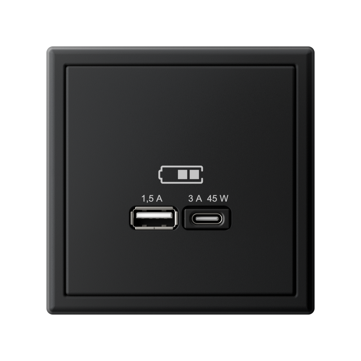 ARTGALLERY USB РОЗЕТКА A + тип-C 45Вт высокоскор.заряд. QC, PD, механизм, КАРБОН