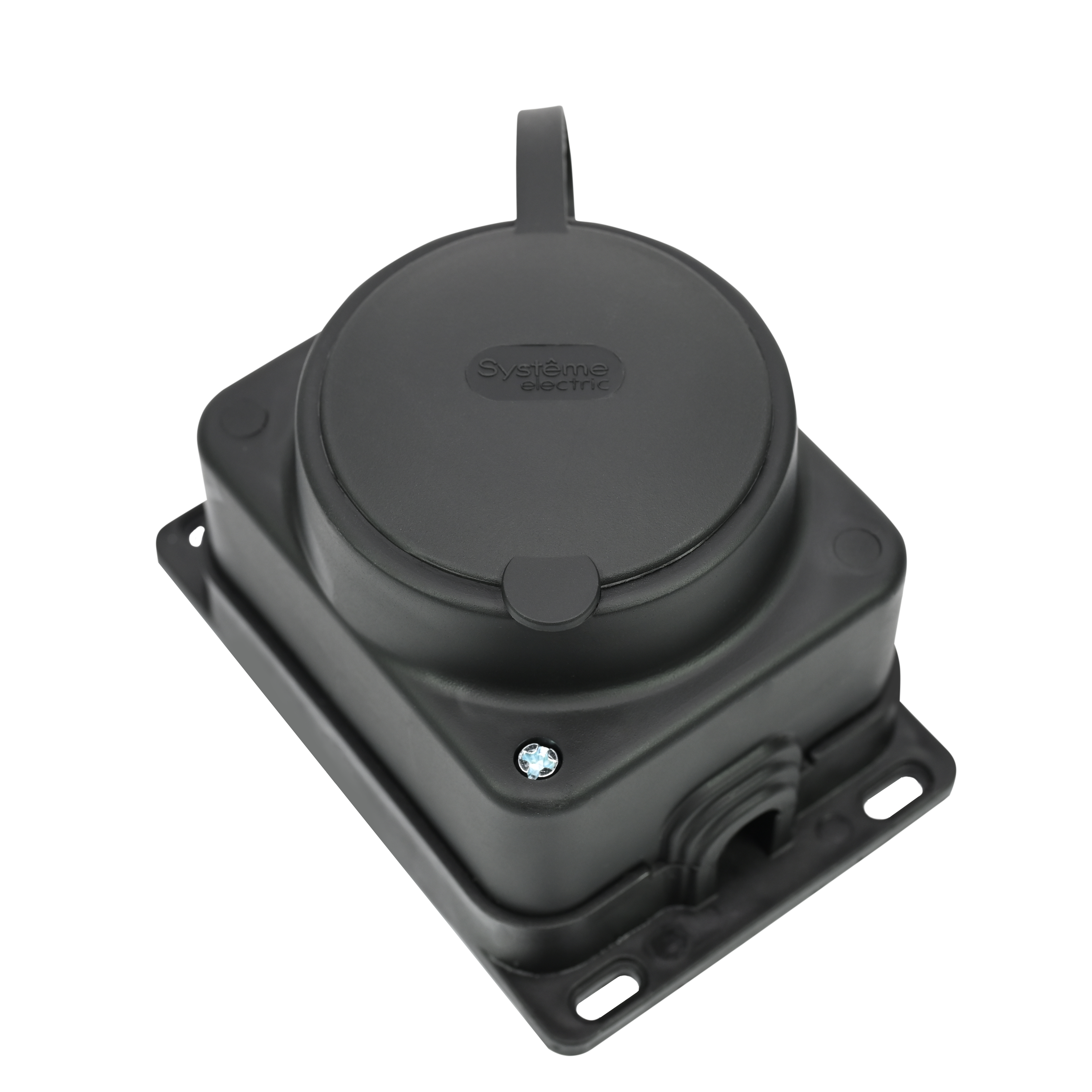 MULTISET Розетка 2К+З открытой установки каучуковая 16 А/250 В IP44 ЧЁРНАЯ