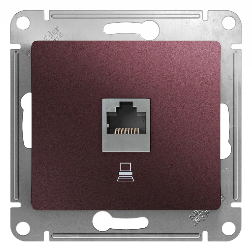 GLOSSA РОЗЕТКА компьютерная RJ45 кат.5Е, механизм, БАКЛАЖАНОВЫЙ