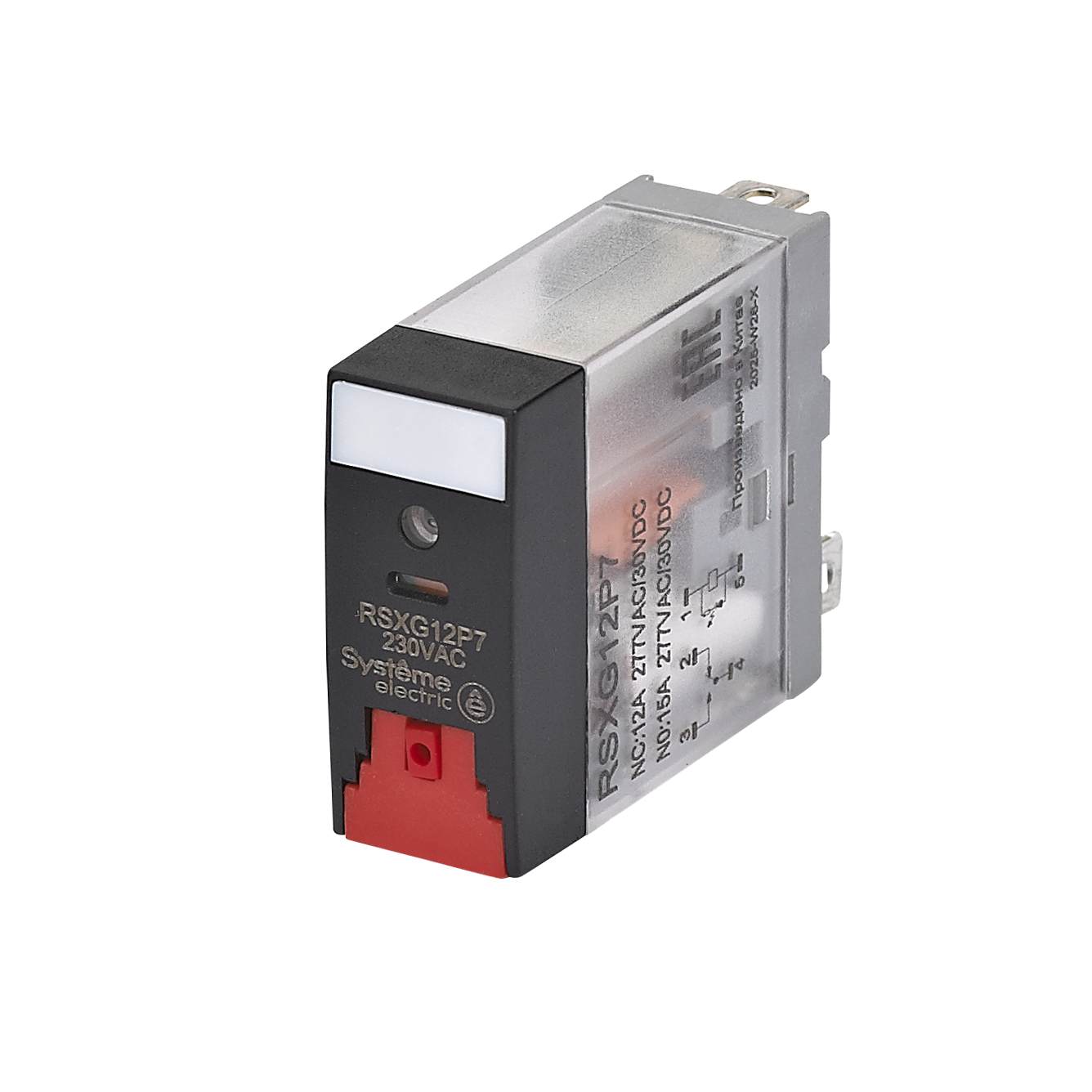 Реле 12A 1CO 230VAC тест кнопка LED