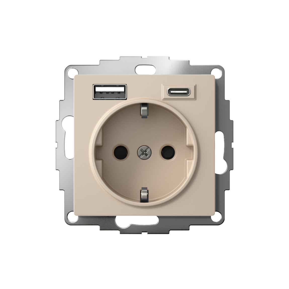 ATLASDESIGN РОЗЕТКА 16А с 2 USB A+C, 5В/2,4А/3,0А, 2х5В/1,5А, механизм, ПЕСОЧНЫЙ