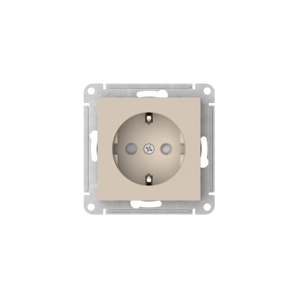 ATLASDESIGN РОЗЕТКА с заземлением со шторками, 16А, механизм, быстрозажим. клем., ПЕСОЧНЫЙ