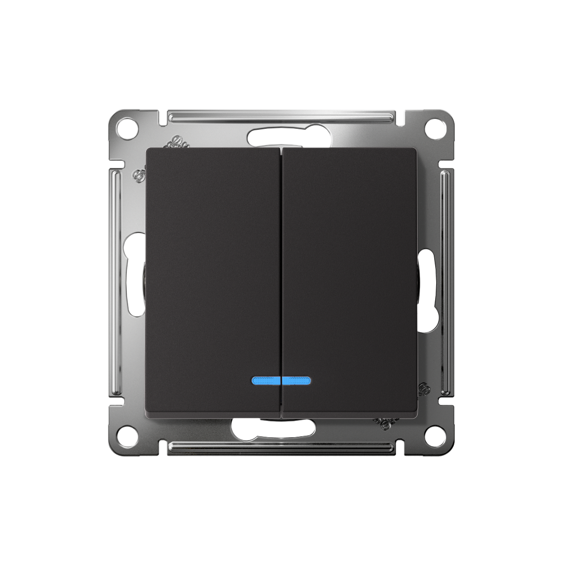 ATLASDESIGN 2-клавишный ВЫКЛЮЧАТЕЛЬ с подсветкой, сх.5а, 10АХ, механизм, КАРБОН