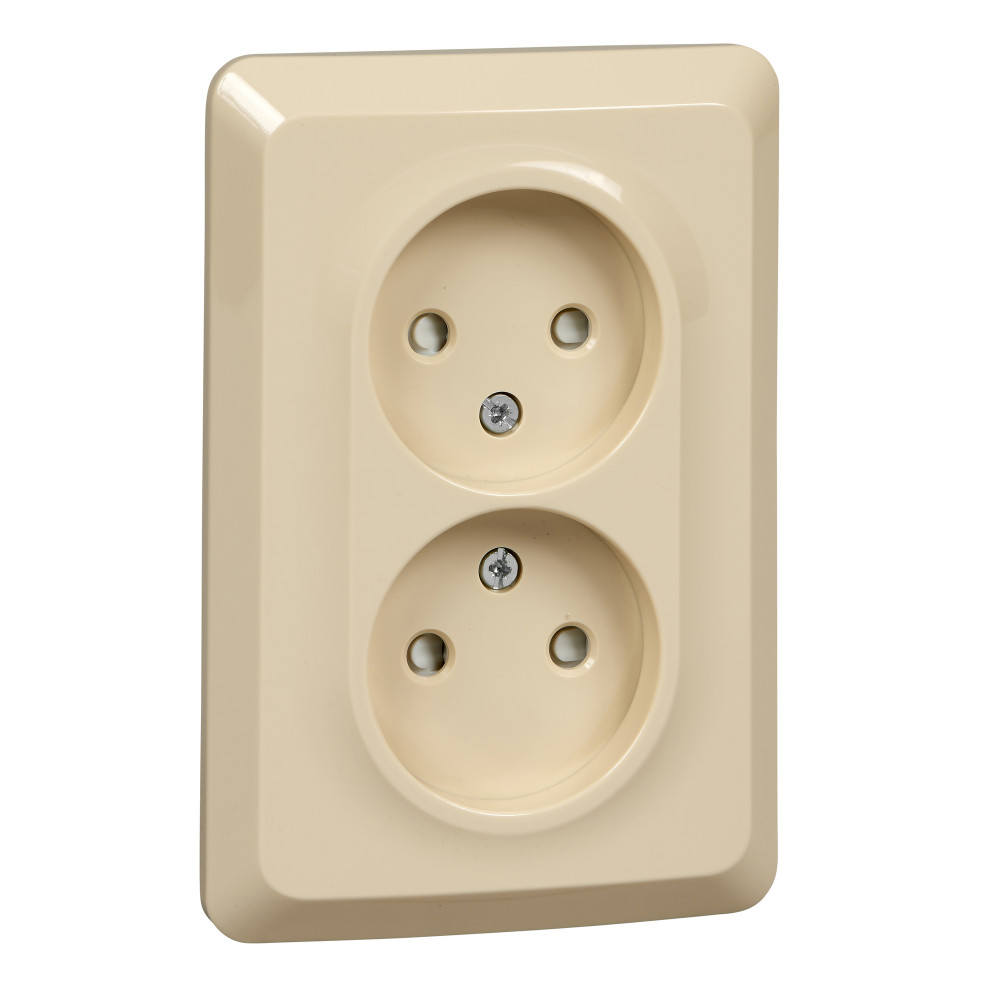 Розетка Schneider Electric ЭТЮД 2х-мест. С/У со шт. 16А/250В КРЕМОВЫЙ
