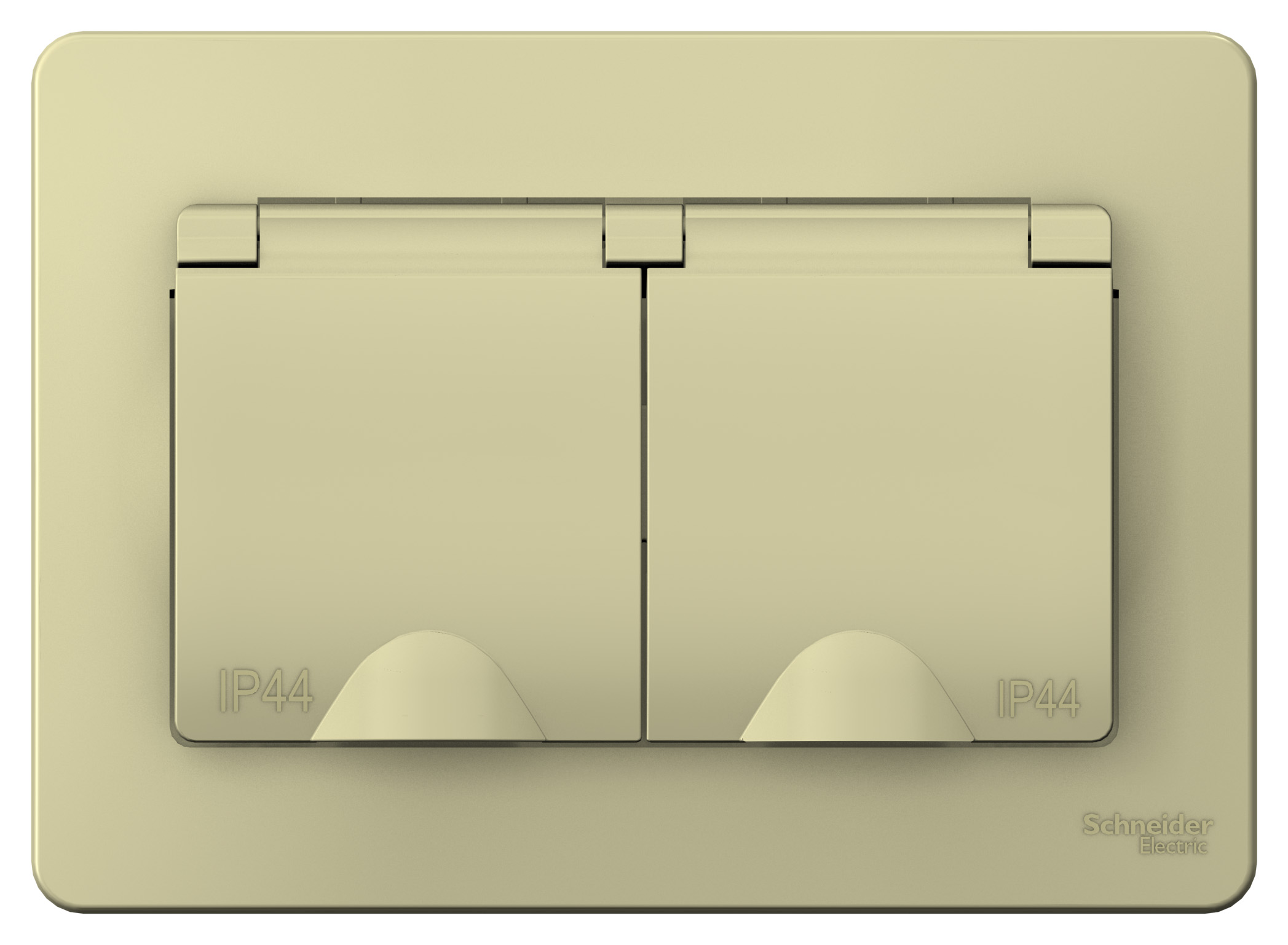 BLANCA С/У IP44 РОЗЕТКА двойная с заземлением со шторками, с крышками, 16А, 250В, БЕЖЕВЫЙ