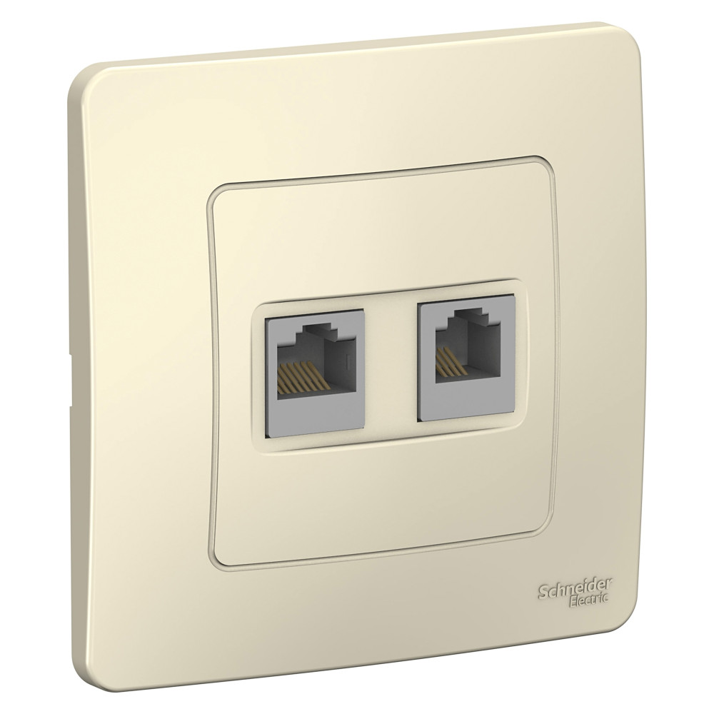 Блок розеток Schneider Electric BLANCA комп. RJ45 + телеф. RJ11 С/У МОЛОЧНЫЙ