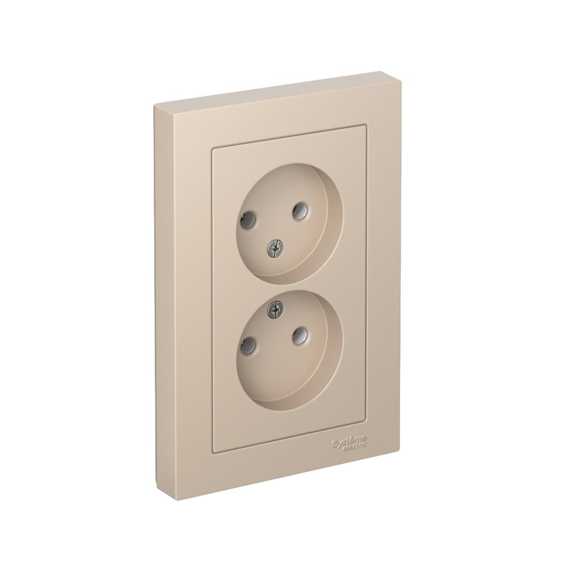 ATLASDESIGN РОЗЕТКА двойная без заземления, 16А, в сборе, ПЕСОЧНЫЙ