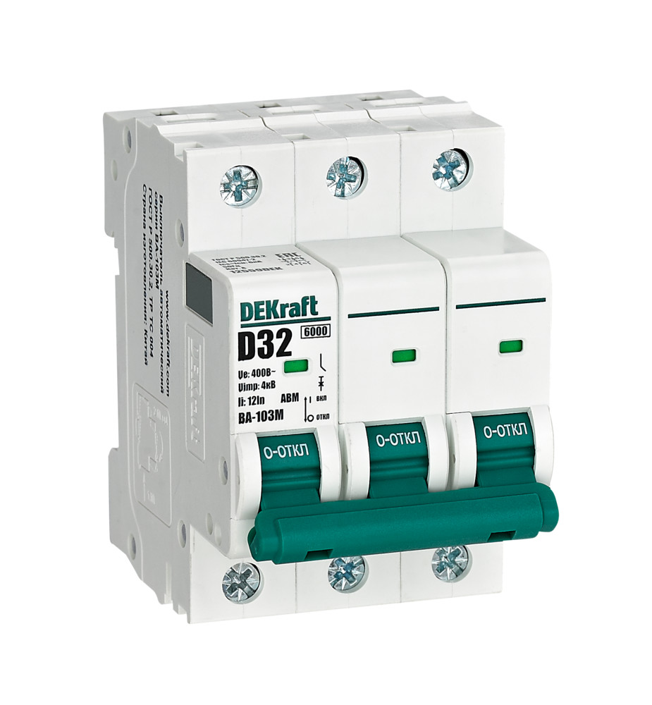Автоматический выключатель ВА-103М 3P 32А D 6кА без теплозащиты