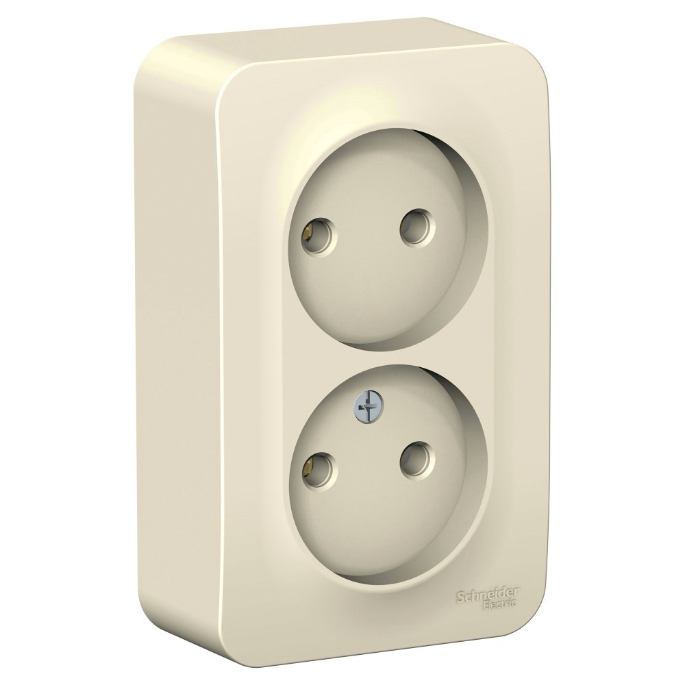 BLANCA О/У РОЗЕТКА двойная без заземления без шторок, ИЗОЛ.ПЛ., 16А, 250В, МОЛОЧНЫЙ