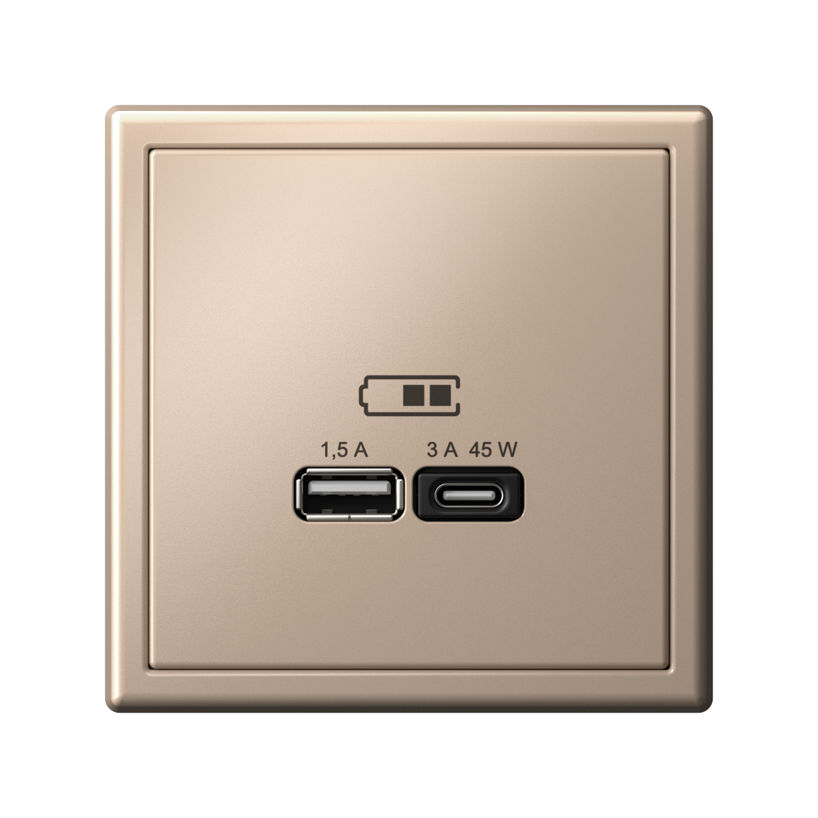 ARTGALLERY USB РОЗЕТКА A + тип-C 45Вт высокоскор.заряд. QC, PD, механизм, ПЕСОЧНЫЙ