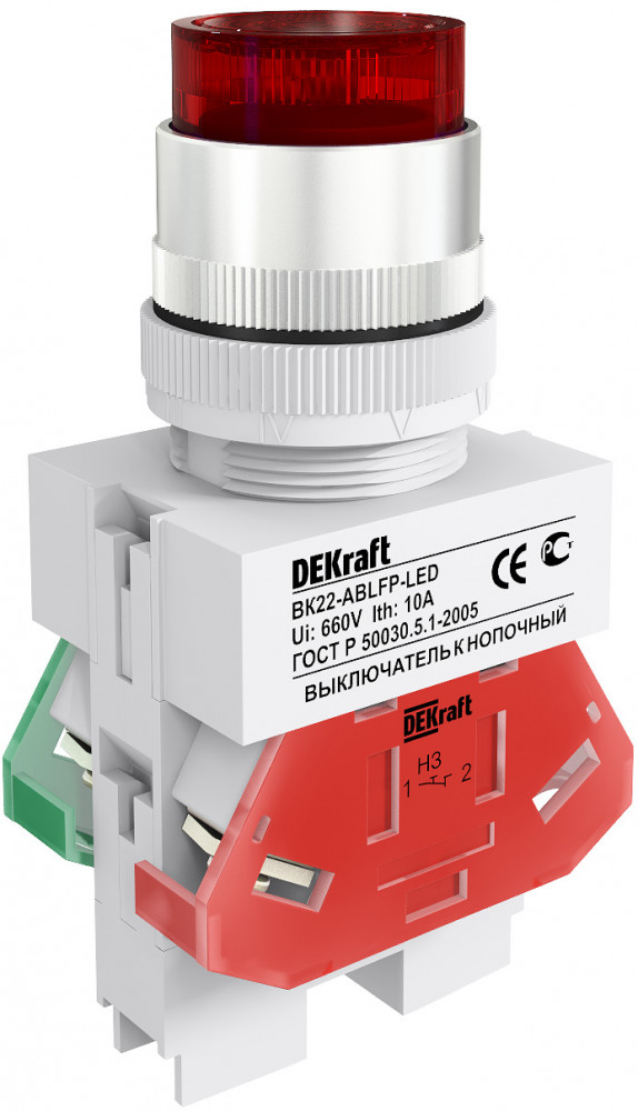 Выкл. кноп. ABLFP D22 LED кр. 24В AC/DC ВK-22