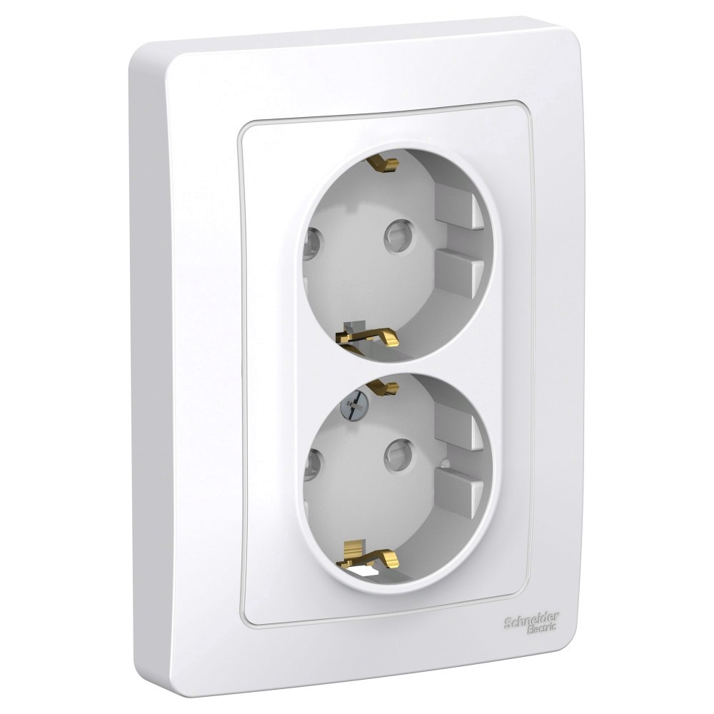 BLANCA С/У РОЗЕТКА двойная с заземлением со шторками, 16А, 250В, БЕЛЫЙ