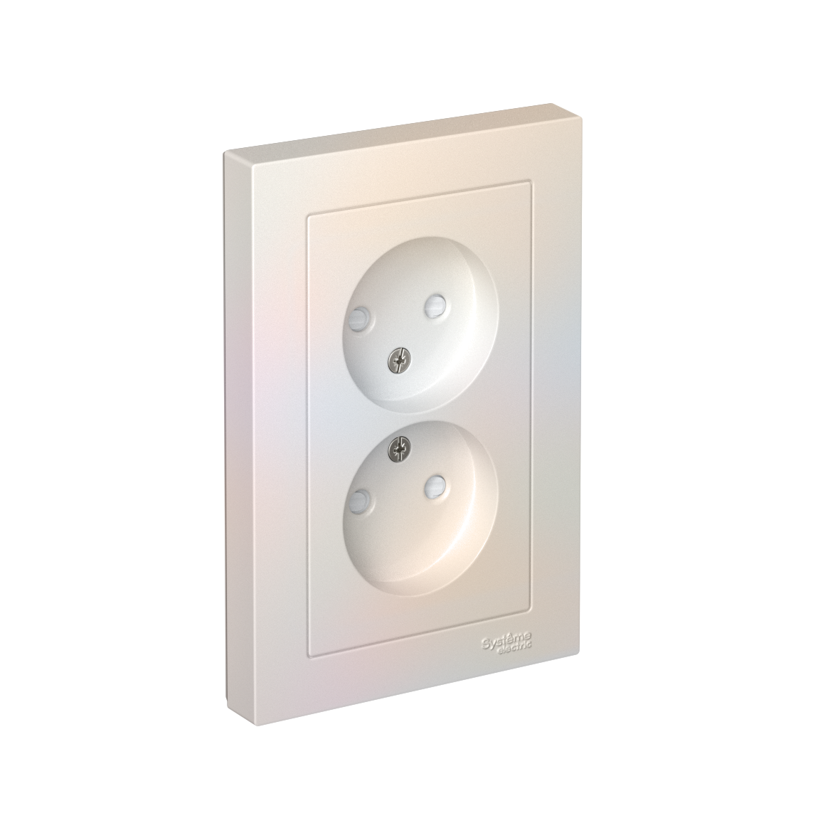 ATLASDESIGN РОЗЕТКА двойная без заземления со шторками, 16А, в сборе, ЖЕМЧУГ