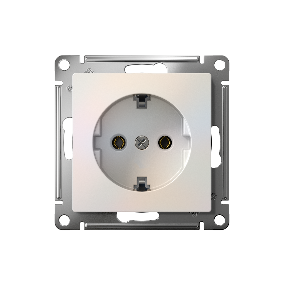 ATLASDESIGN РОЗЕТКА с заземлением без шторок, 16А, мех., быстрозажим. клем., ЖЕМЧУГ