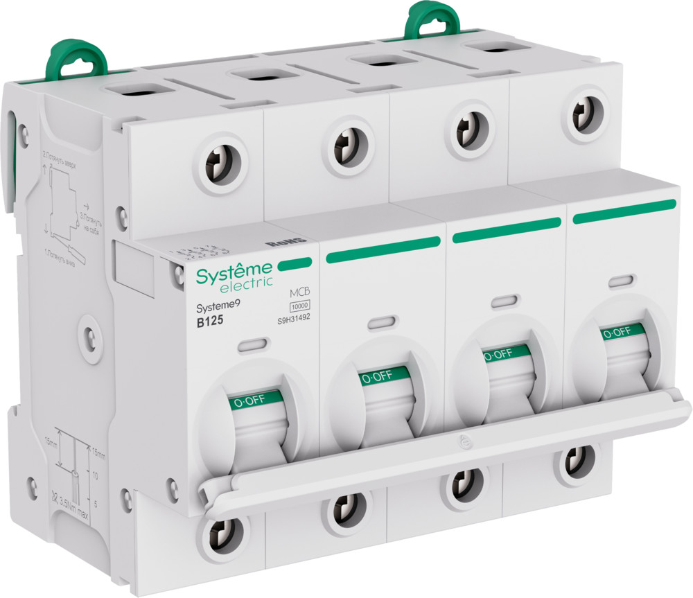 Systeme9 Автоматический выключатель (АВ) 27мм B 125A 4P 10 kA 400В