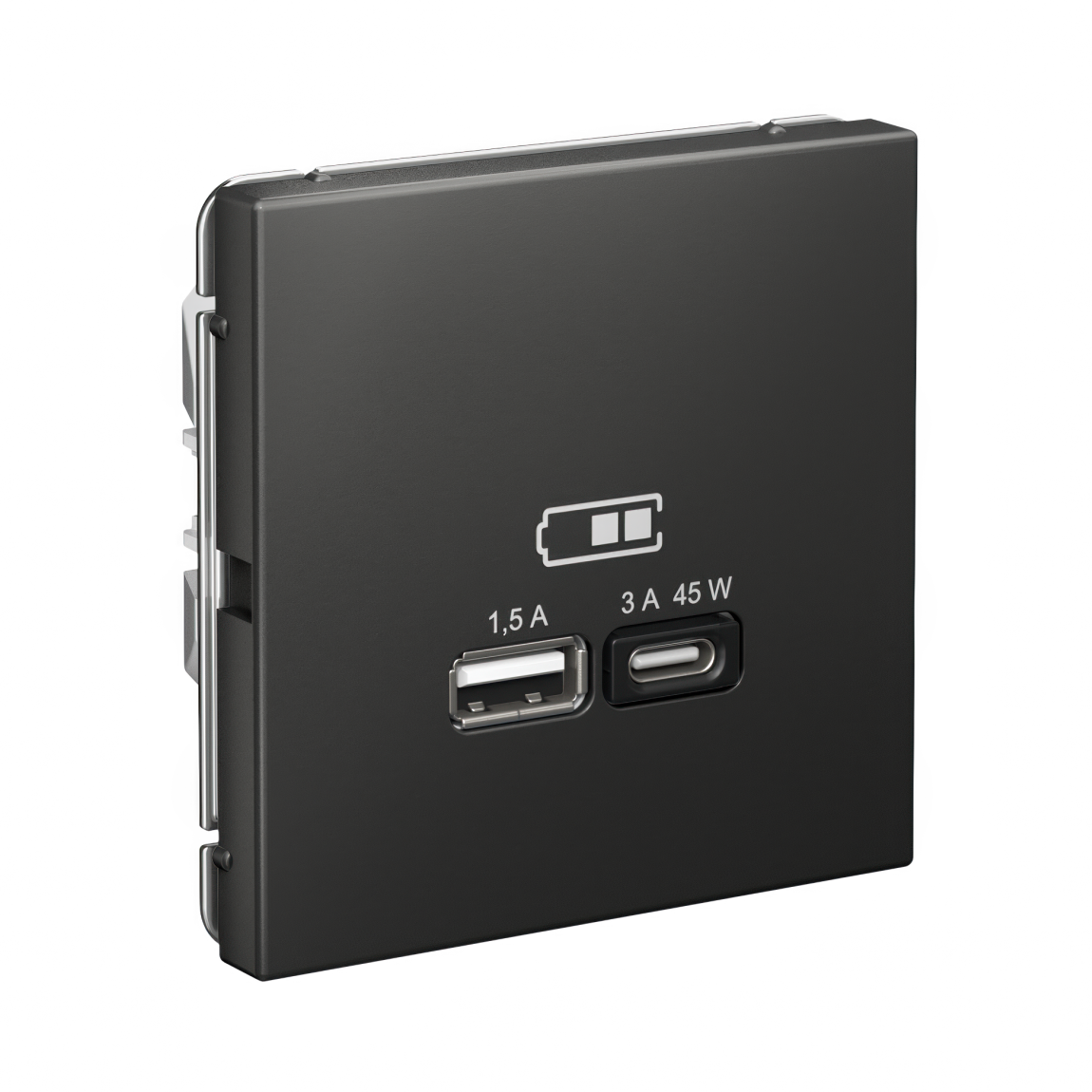 GAL001429 ARTGALLERY USB розетка A + тип-C 45Вт высокоскор.заряд. QC, PD, механизм, базальт (1 шт)