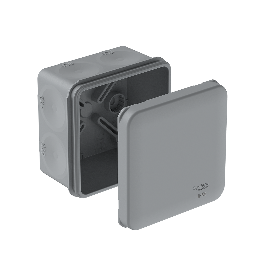 MULTIBOX Коробка распред. 70х70х42 IP66 с 8 мембранными вводами D25 под пистолет СЕРАЯ (со стикером)