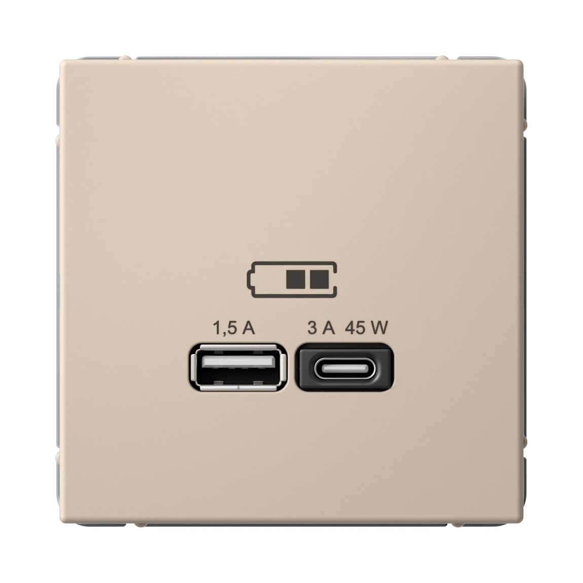 ARTGALLERY USB РОЗЕТКА A + тип-C 45Вт высокоскор.заряд. QC, PD, механизм, ПЕСОЧНЫЙ