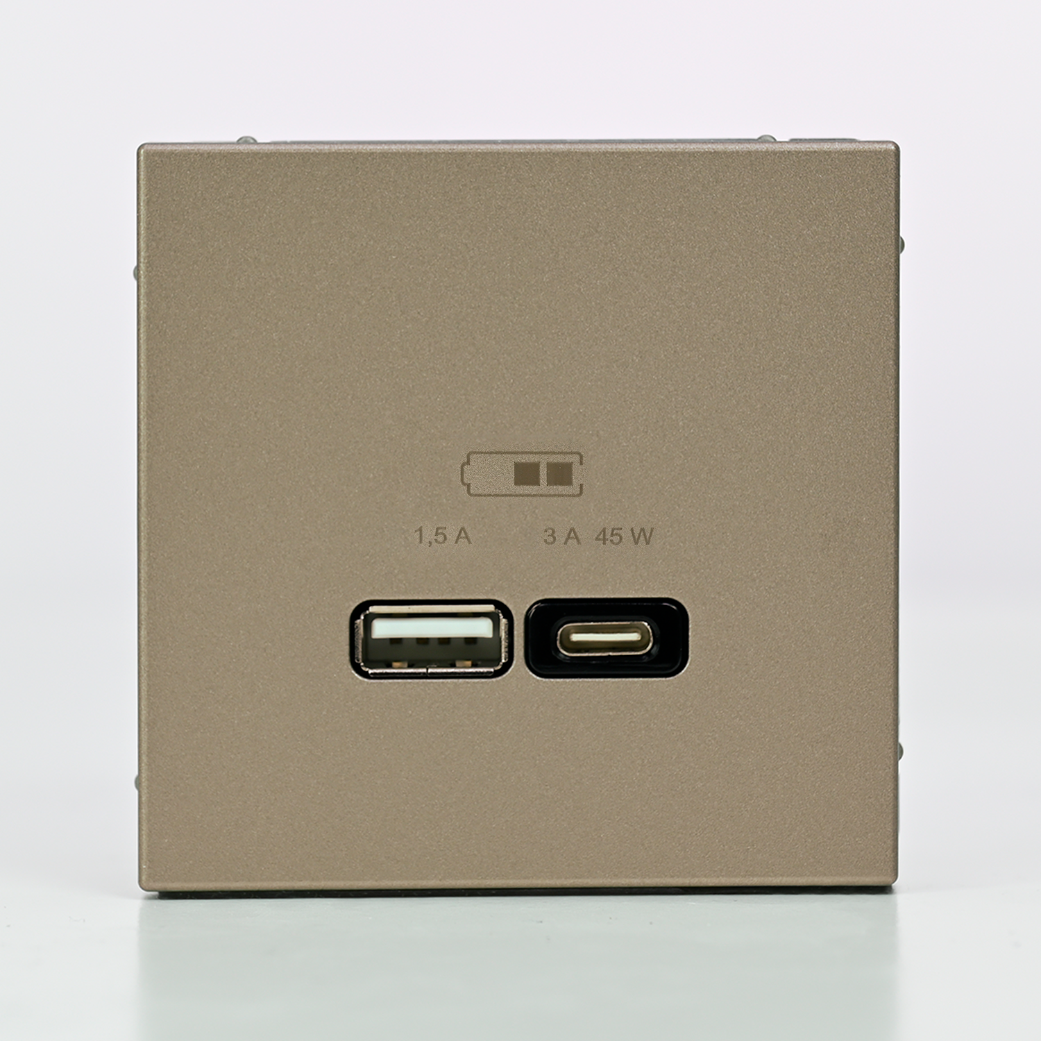 ARTGALLERY USB РОЗЕТКА A + тип-C 45Вт высокоскор.заряд. QC, PD, механизм, ШАМПАНЬ